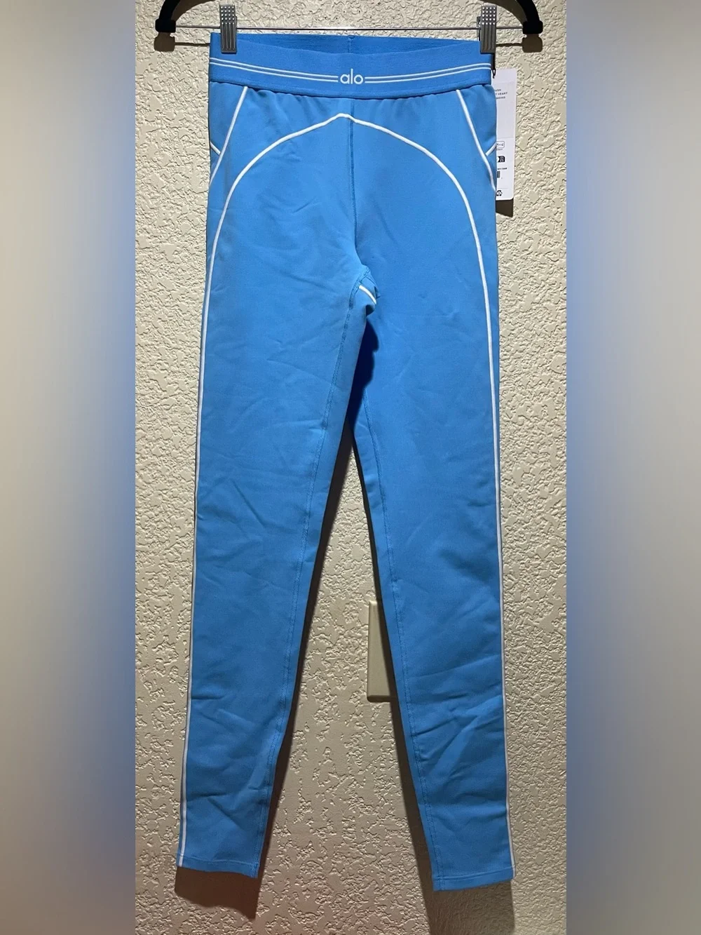 ALO Yoga Airbrush High Waist 7/8 Heart Throb Leggings Azure Blue White Size S